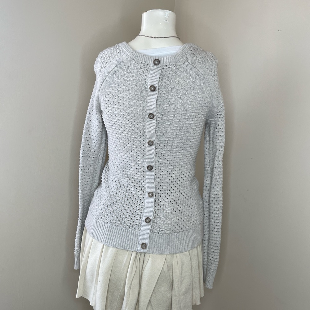 Max Studio Light Gray Button-Back Womens Sweater … - image 8